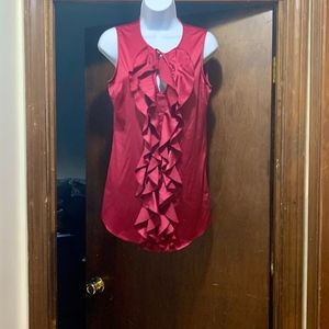 New York & Company maroon ruffle Sleeveless Blouse